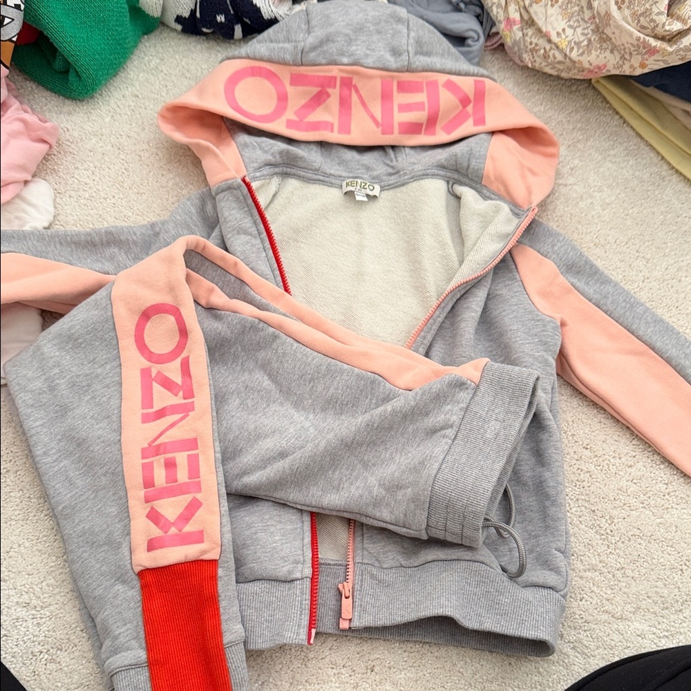 Kenzo Kids Gray and Peach Hoodie Set
